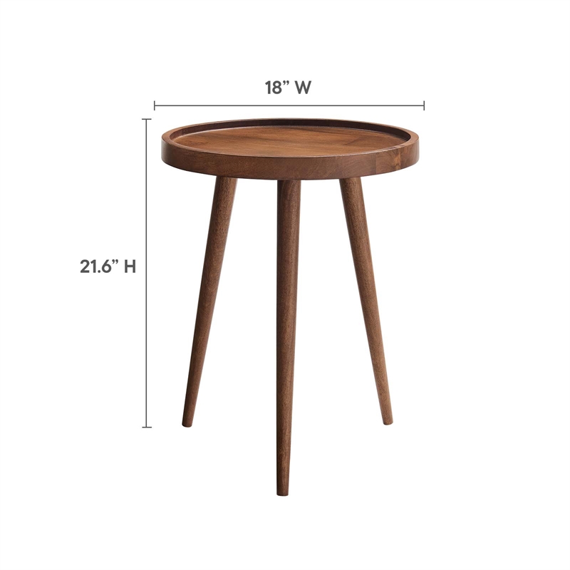 Chiro Round Wood Side Table in Walnut