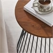 Valeo Round Wood and Metal Side Table in Walnut