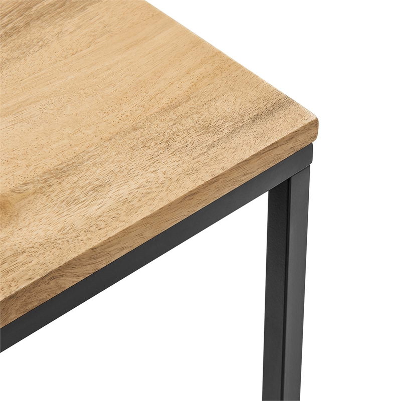 Zora Square Wood and Metal Side Table in Oak