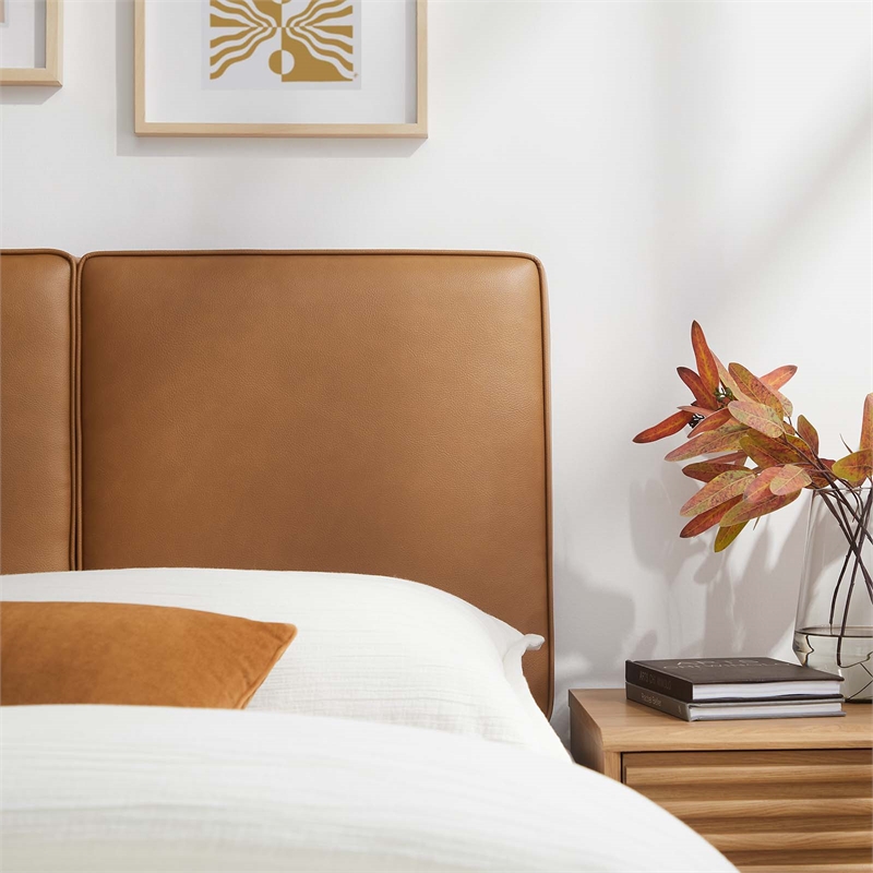 Lindee Vegan Leather Twin Headboard in Tan