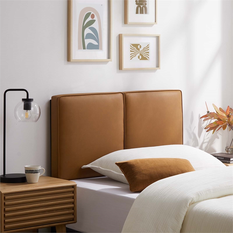 Lindee Vegan Leather Twin Headboard in Tan