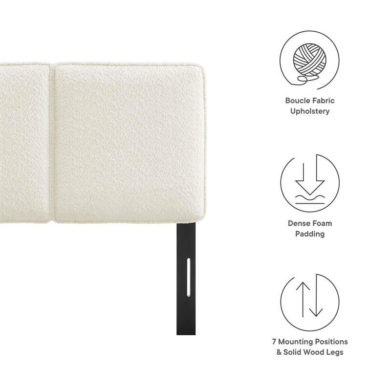 Lindee Boucle Fabric Twin Headboard in Cream