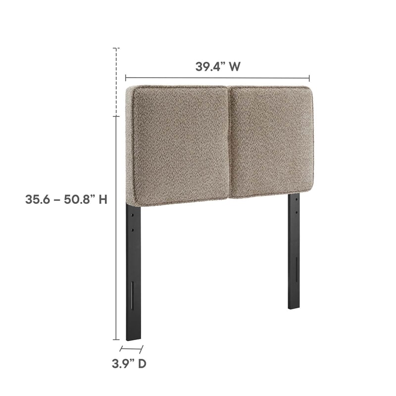 Lindee Boucle Fabric Twin Headboard in Oatmeal