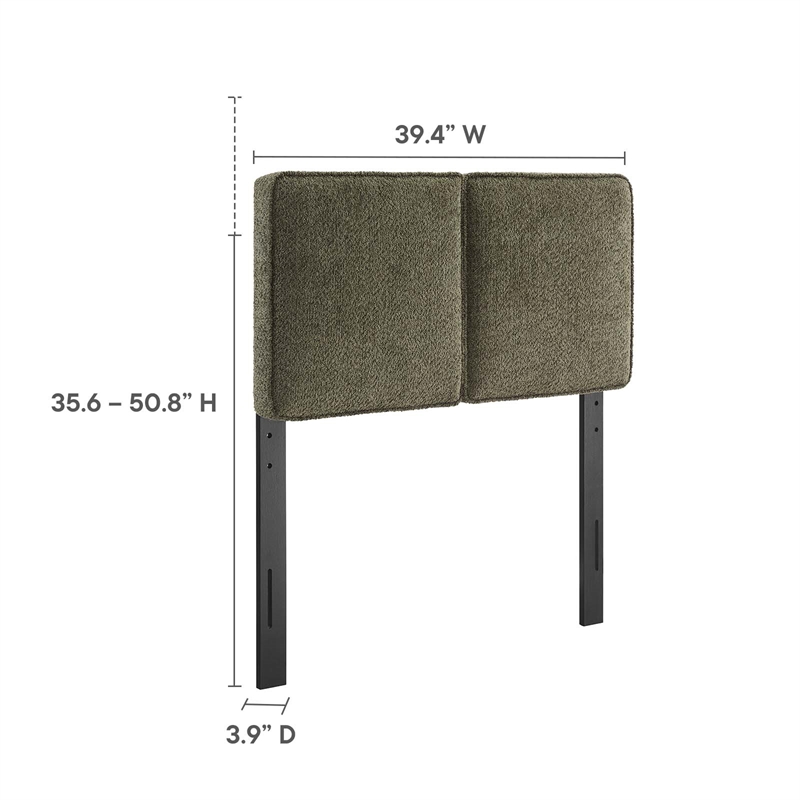 Lindee Boucle Fabric Twin Headboard in Sage