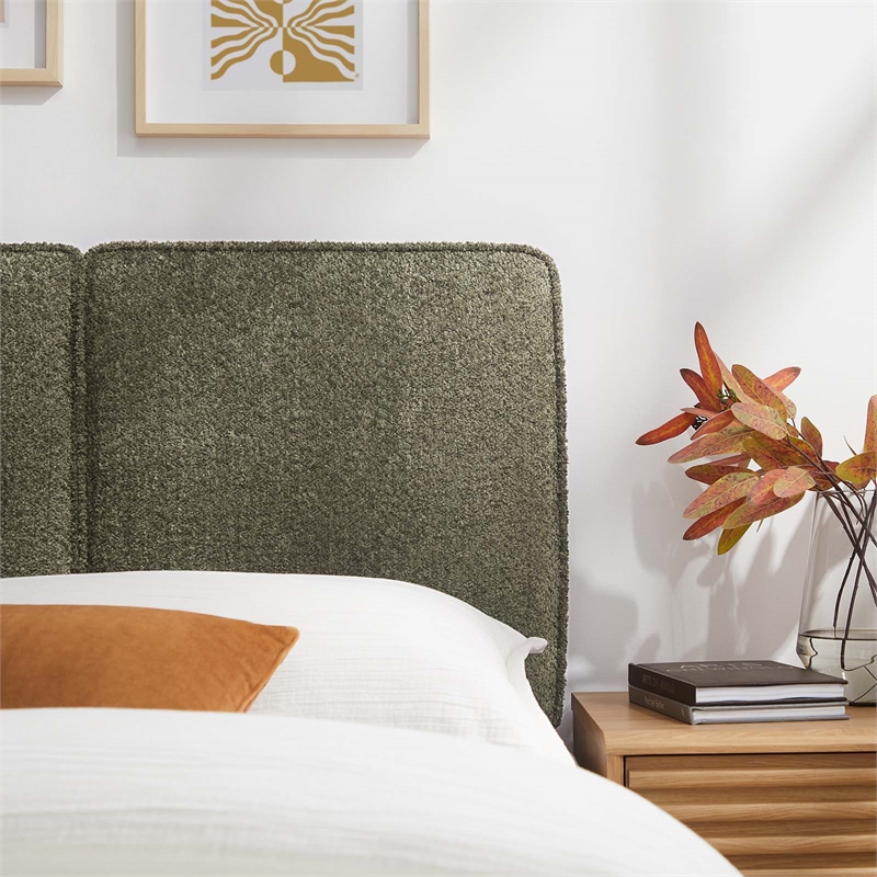 Lindee Boucle Fabric Twin Headboard in Sage