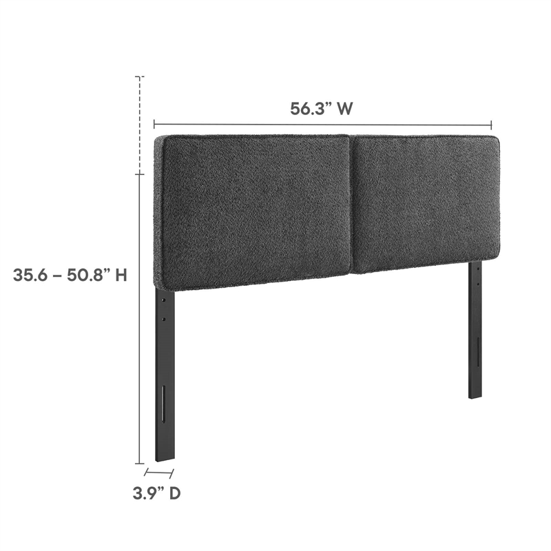 Lindee Boucle Fabric Full Headboard in Slate