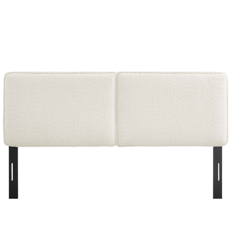 Lindee Boucle Fabric Queen Headboard in Cream