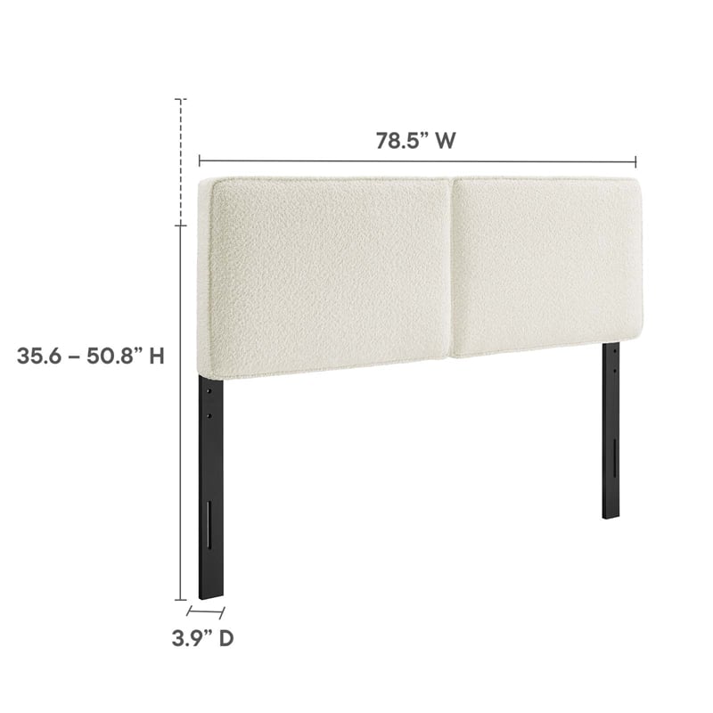 Lindee Boucle Fabric King Headboard in Cream