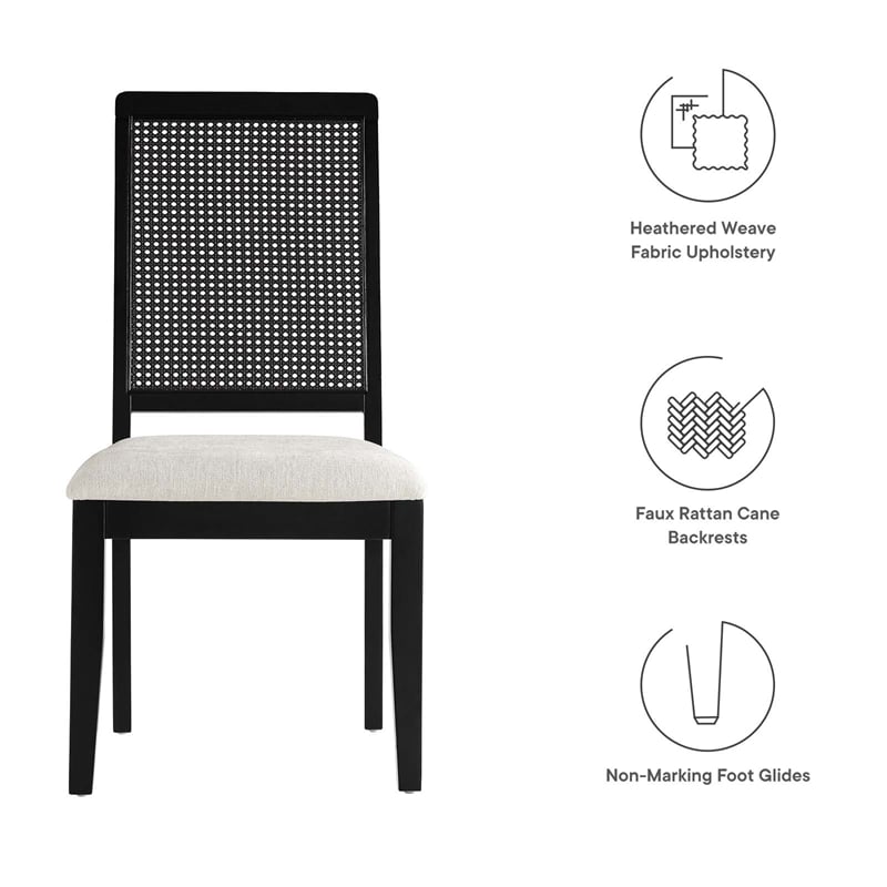 Faux Rattan and Wood Dining Side Chairs - Set of 2