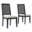 Faux Rattan and Wood Dining Side Chairs - Set of 2