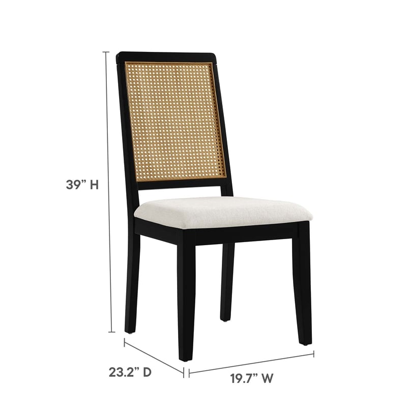 Faux Rattan and Wood Dining Side Chairs - Set of 2