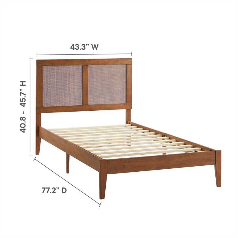 Sirocco Rattan and Wood Twin Platform Bed in Walnut