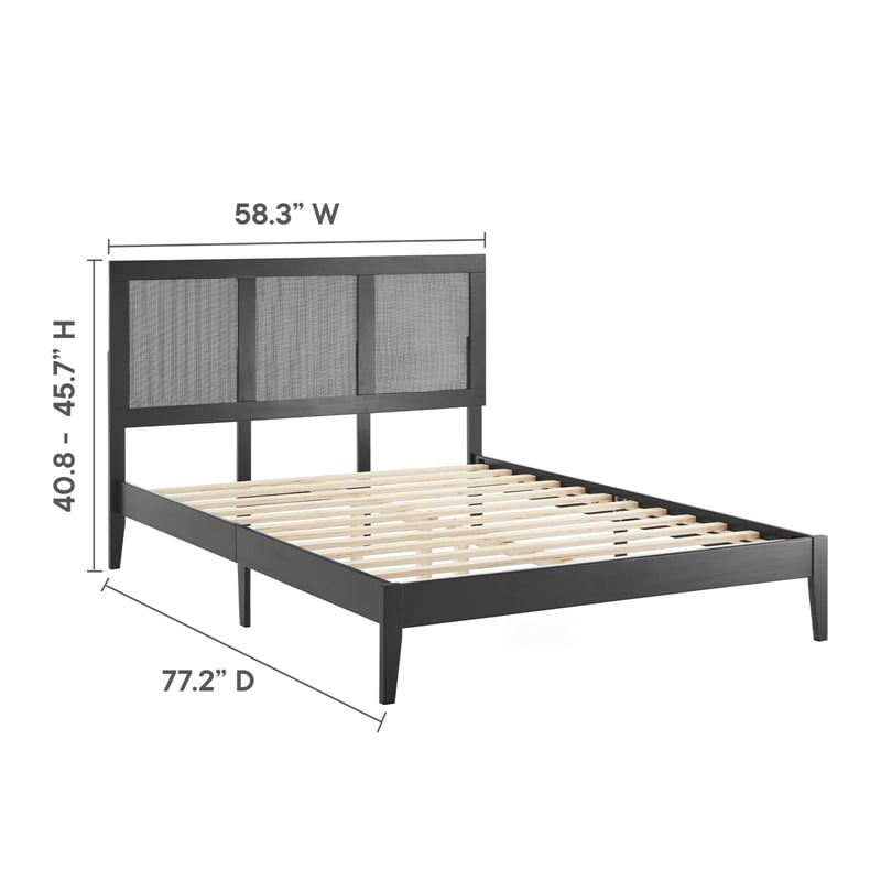 Sirocco Rattan and Wood Full Platform Bed in Black