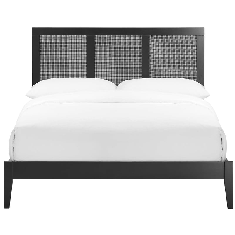 Sirocco Rattan and Wood Full Platform Bed in Black