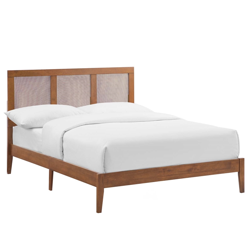 Sirocco Rattan and Wood Full Platform Bed in Walnut