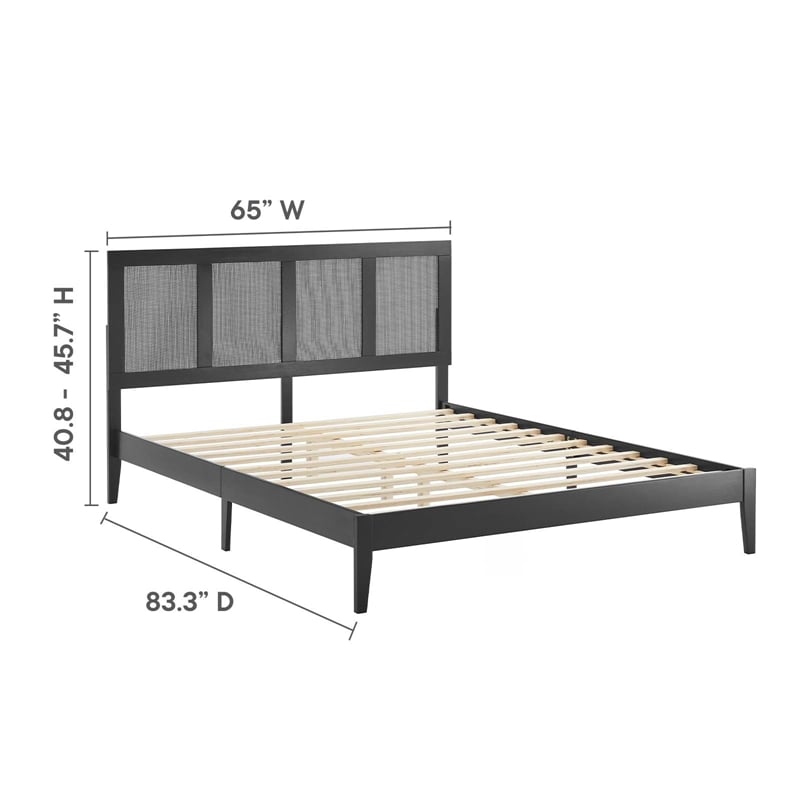 Sirocco Rattan and Wood Queen Platform Bed in Black