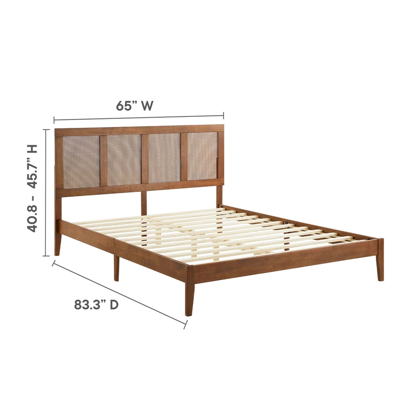 Sirocco Rattan and Wood Queen Platform Bed in Walnut
