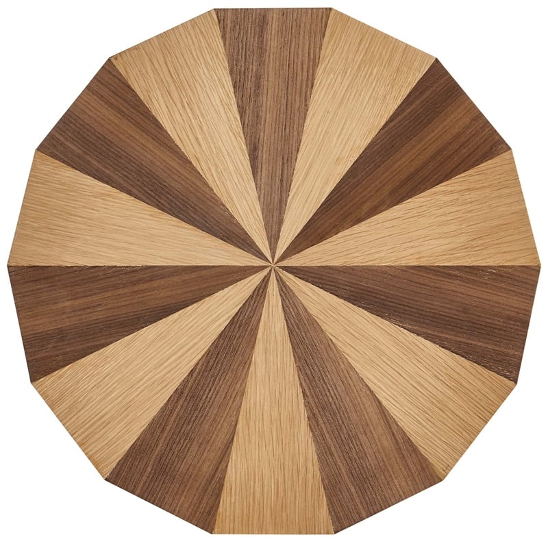 Twirl Two-Toned Wood Veneer Side Table in Oak Walnut