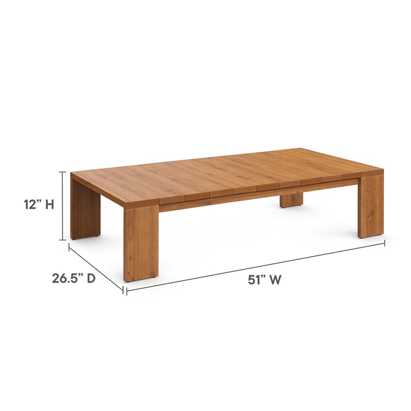 Tahoe Outdoor Patio Acacia Wood Coffee Table in Natural