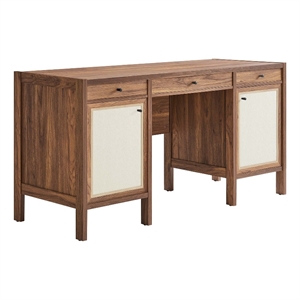 Capri 58&quot Wood Grain Office Desk in Walnut