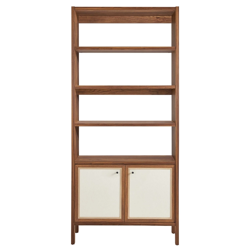 Capri 4-Shelf Wood Grain Bookcase in Walnut