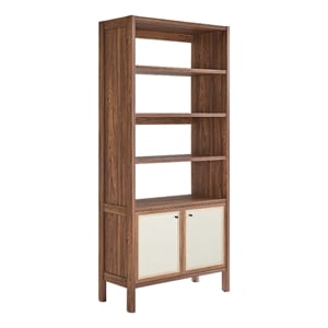 Capri 4-Shelf Wood Grain Bookcase in Walnut