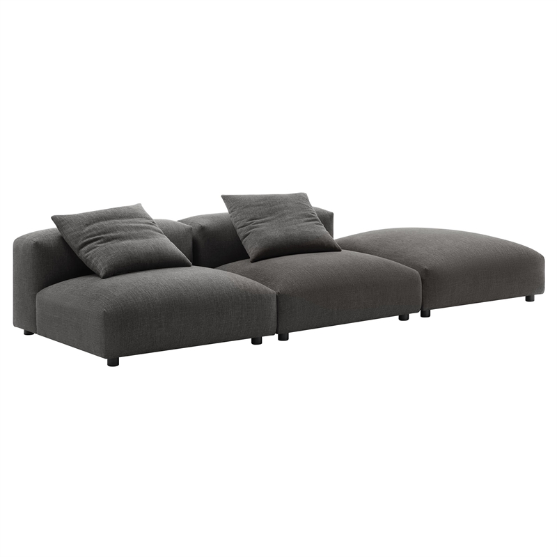 Solace3-Piece Modular Upholstered Fabric Sectional Sofa in Charcoal