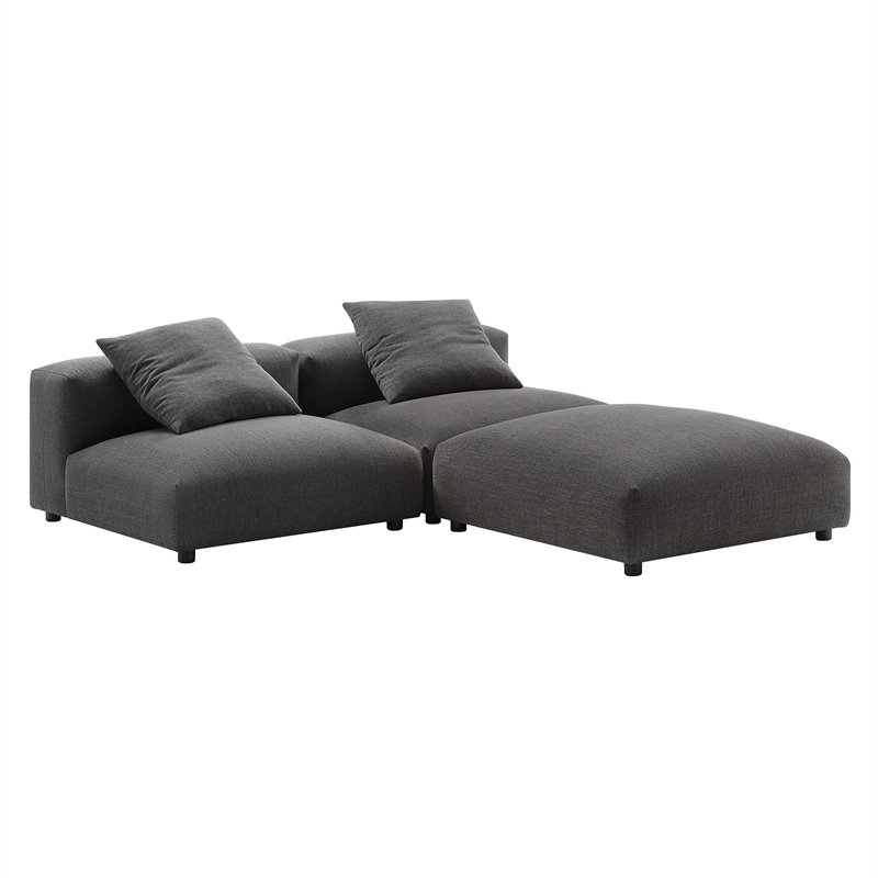 Solace3-Piece Modular Upholstered Fabric Sectional Sofa in Charcoal