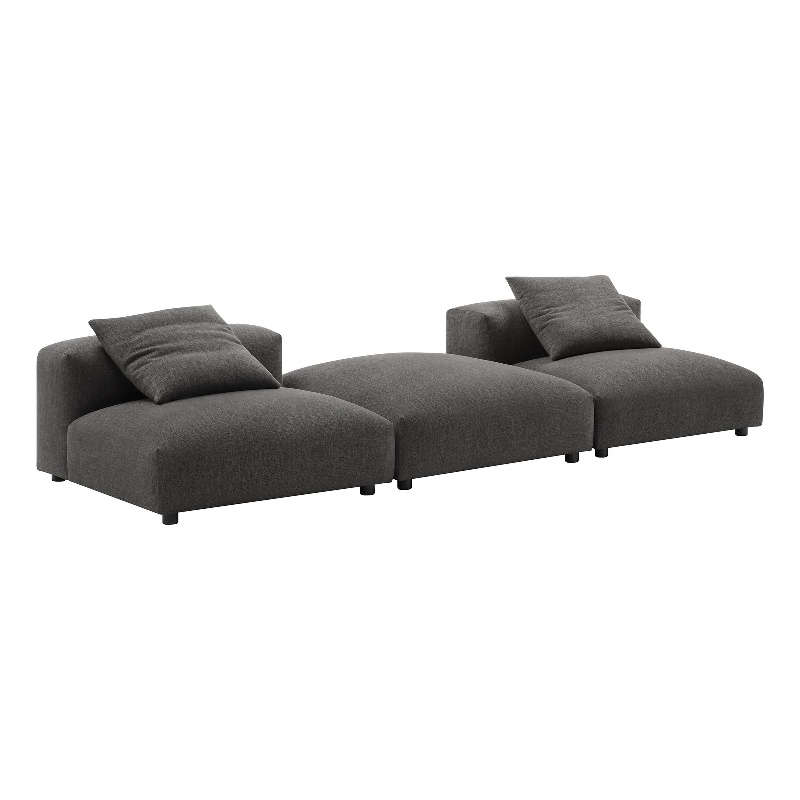 Solace3-Piece Modular Upholstered Fabric Sectional Sofa in Charcoal