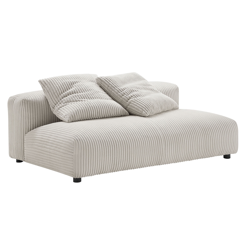Solace Modular Corduroy Upholstered Armless Loveseat and Ottoman Set in Almond