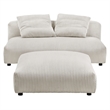 Solace Modular Corduroy Upholstered Armless Loveseat and Ottoman Set in Almond