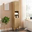 Render Tall Narrow Bathroom Storage Cabinet in Oak