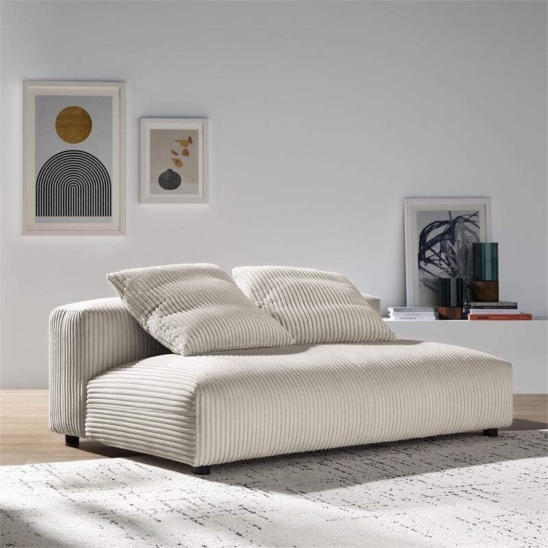 Solace Modular Corduroy Upholstered Armless Loveseat in Almond