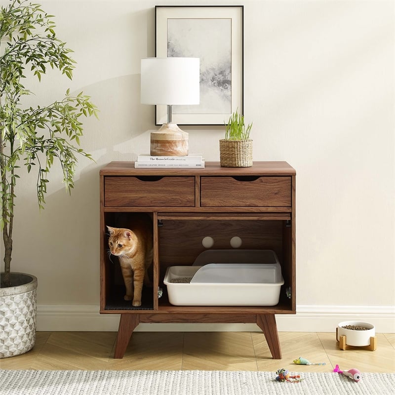 Render Cat Cabinet in Walnut
