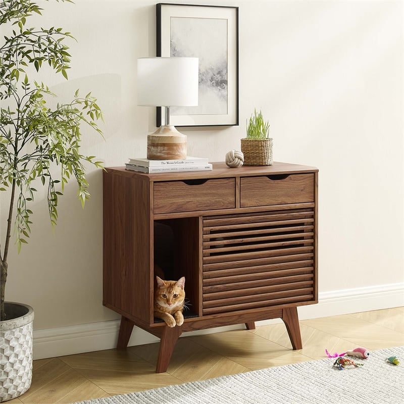 Render Cat Cabinet in Walnut