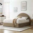 Resort Performance Velvet Arched Round Queen Platform Bed in Taupe