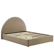 Resort Performance Velvet Arched Round Queen Platform Bed in Taupe
