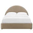 Resort Performance Velvet Arched Round Queen Platform Bed in Taupe