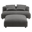 Solace Modular Upholstered Fabric Armless Loveseat and Ottoman Set in Charcoal