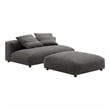 Solace Modular Upholstered Fabric Armless Loveseat and Ottoman Set in Charcoal