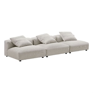 Modway Solace 3-Piece Modular Corduroy Upholstered Sofa in Almond