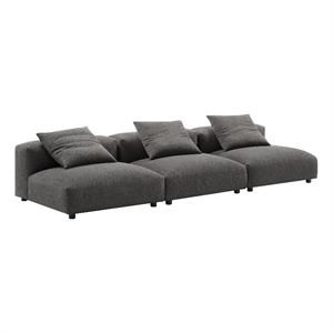 Modway Solace 3-Piece Modular Upholstered Fabric Sofa in Charcoal