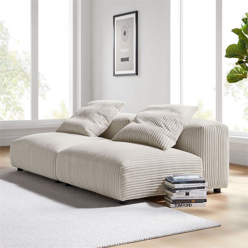 Solace2-Piece Modular Corduroy Upholstered Sofa in Almond