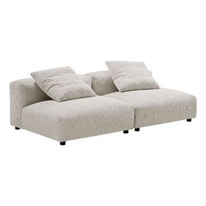 Solace2-Piece Modular Corduroy Upholstered Sofa in Almond