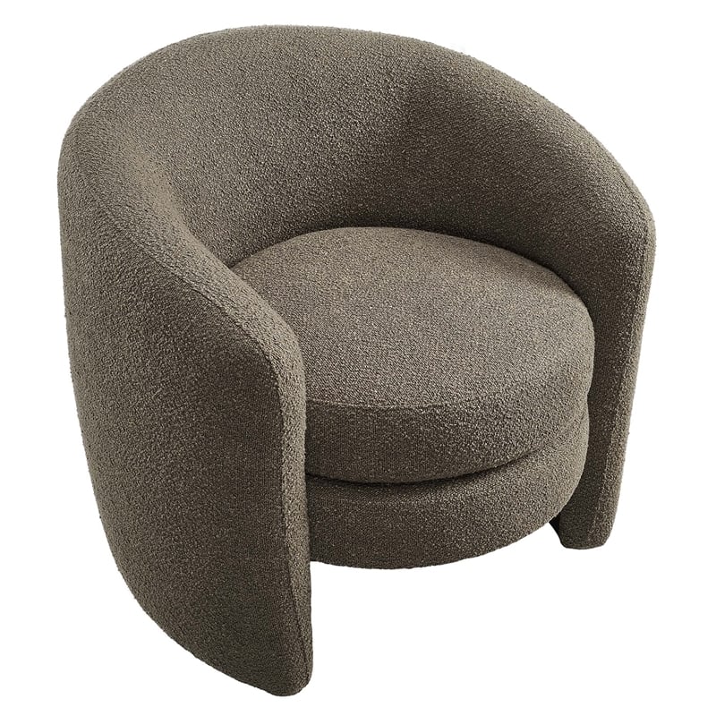 Affinity Upholstered Boucle Fabric Curved Back Armchair in Pebble
