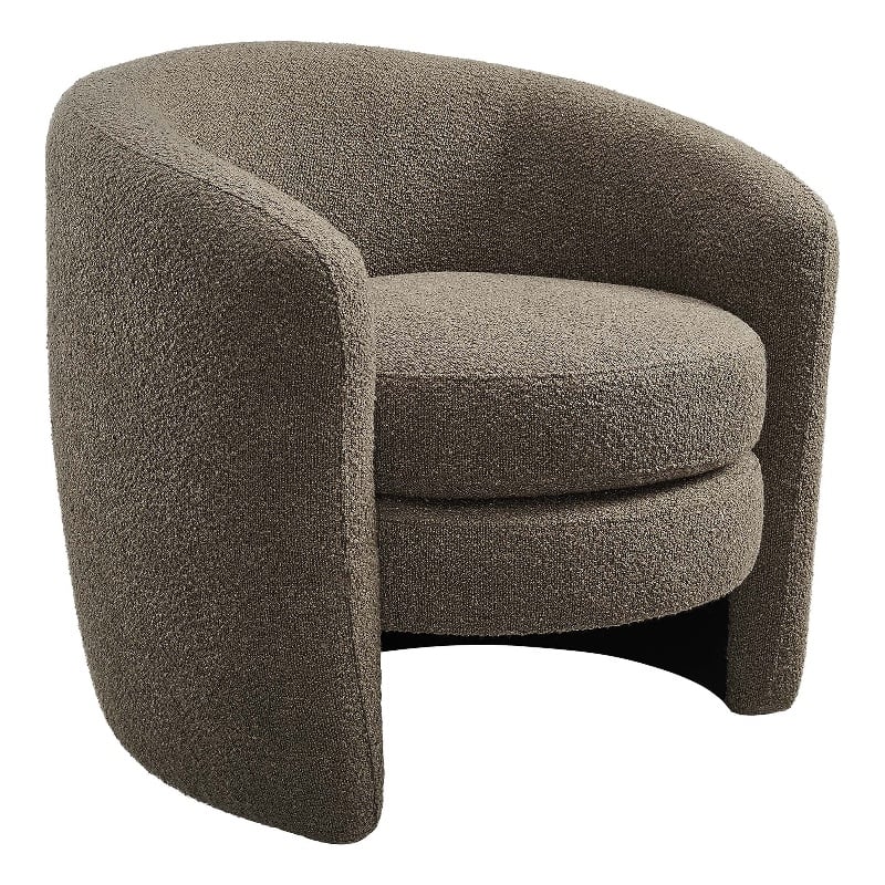 Affinity Upholstered Boucle Fabric Curved Back Armchair in Pebble