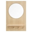 Modway Glint Hanging Wall Round Mirror with Wood Grain Rectangular Frame in Oak