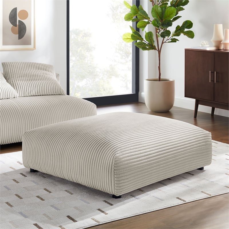 Solace Modular Corduroy Upholstered Ottoman in Almond