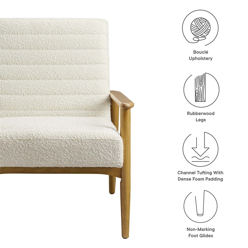 Jensen Boucle Fabric Accent Chair in Ivory