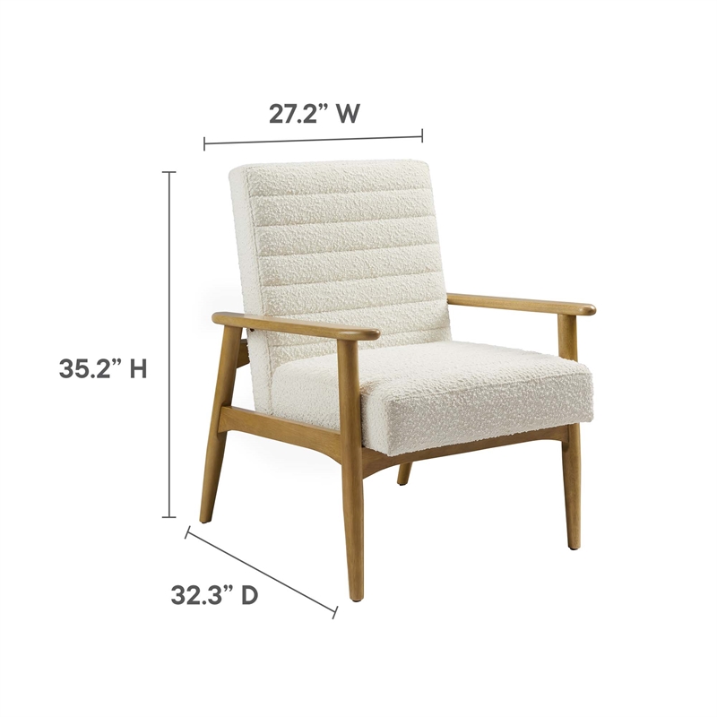 Jensen Boucle Fabric Accent Chair in Ivory